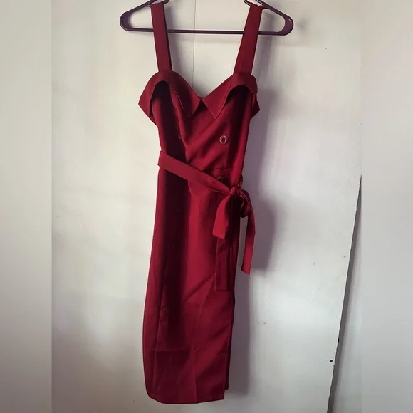 Favlux Burgundy Button Front Jumper Dress Size small - Picture 1 of 6